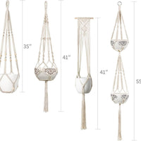 Handmade Macrame Plant Hanger Set with Hooks - Cotton Rope Hanging Planter Basket for Indoor Outdoor Decor
