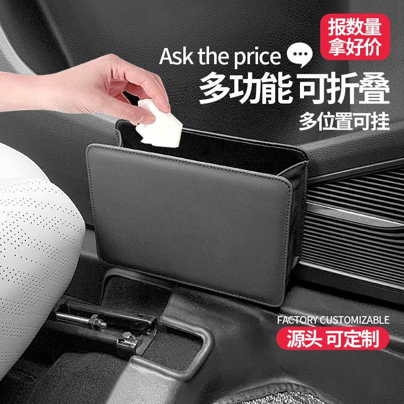 Foldable Car Trash Can & Storage Box for Seat Back or Door