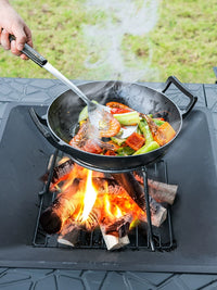 Outdoor Charcoal Grill Fire Pit Set with Lid and Wheels for BBQ and Tea Ceremony