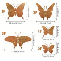 Rustic Metal Butterfly Garden Decor Stakes - Set of 1, 5, or 7