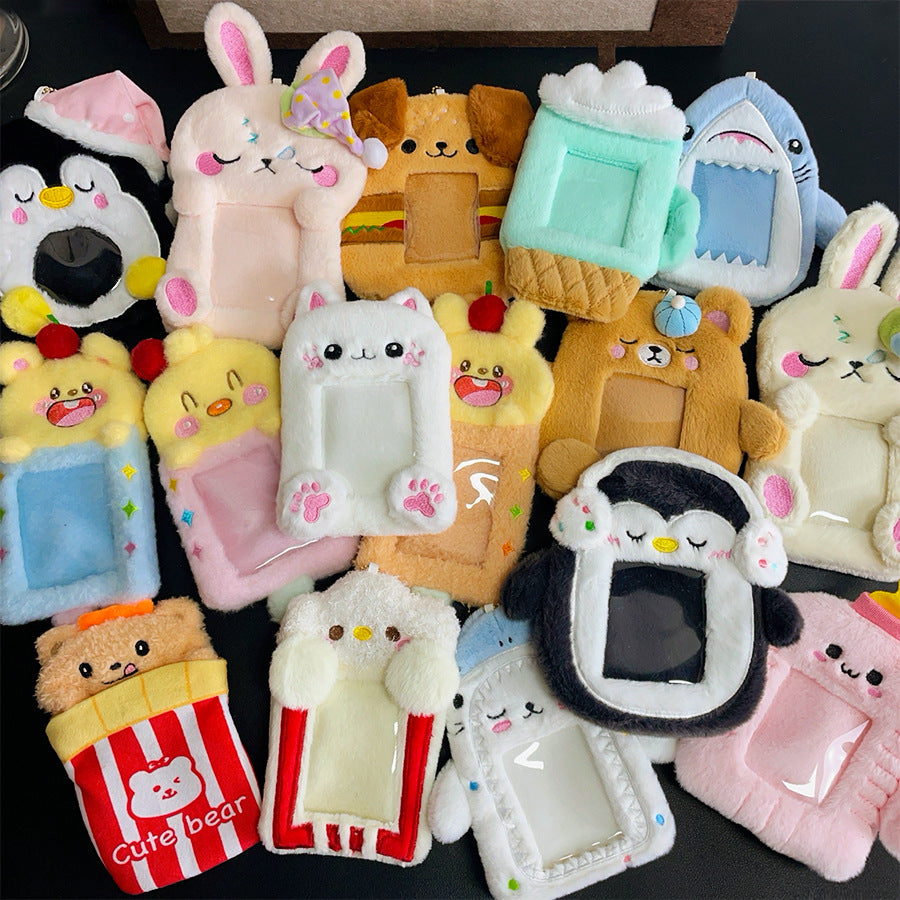 Cartoon Animal ID Card Holder with Keychain for Students