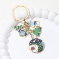Cartoon Outdoor Tent Hiking Metal Keychain Bag Charm