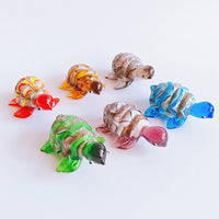 Miniature Glass Turtle Figurine with Gold Sand Inlay for Car Dashboard & Micro Landscape Decor