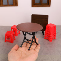 Dollhouse Miniature Foldable Dining Table and Chairs Set for Kids