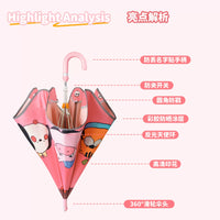 Kids' Cartoon Safety Umbrella with Rounded Edges and Rolling Wheels for School