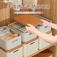 Desktop Storage Box with Lid, Large Capacity Plastic Organizer for Sundries, Toys, Snacks