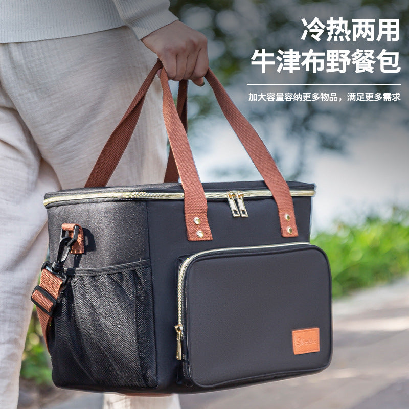 Large Capacity Insulated Cooler Bag Portable Picnic Lunch Box with Shoulder Strap