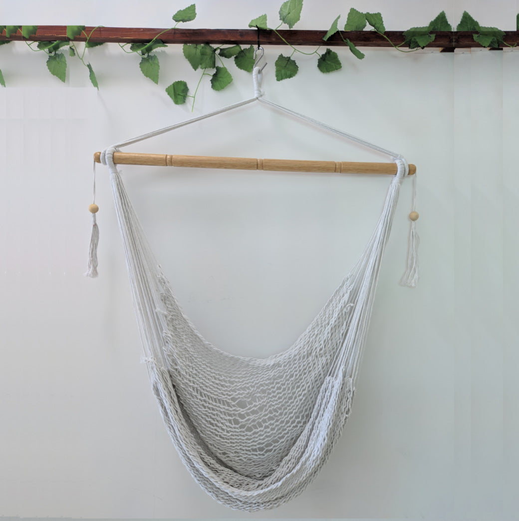 INS Style Nordic Cotton Rope Hammock Chair with Tassels for Indoor Outdoor Balcony