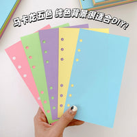 A6 Macaron 5-Color Blank Planner Refill Pages for Various A6 Binders