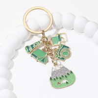 Cartoon Outdoor Tent Hiking Metal Keychain Bag Charm