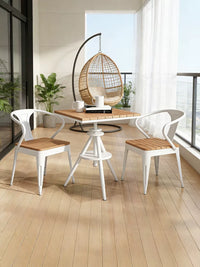 Modern Minimalist Iron Art Wood Composite Balcony Cafe Outdoor Table and Chair Set
