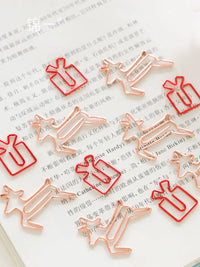 Jinyi Stationery Christmas Rose Gold Shaped Paper Clips, Geometric Multifunctional Korean Style Bookmarks, Creative Metal Clips, 24 Pieces