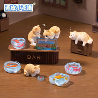 Cute Playful Fishing Cat Figurine Miniature for Dollhouse DIY Decor and Desktop Ornament