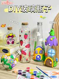 DIY Hand-Painted Glass Bottle Craft Kit for Kids - Creative Decor & Star Jar