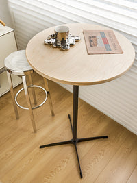 Nordic Birch Plywood Bar Table with Aluminum Alloy Legs for Home, Dessert, Milk Tea Shop, or Bar