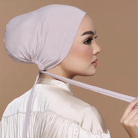 Modal Elastic Drawstring Underscarf Adjustable Head Cover Solid Color Hijab