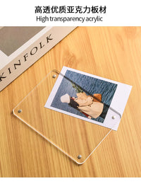 Acrylic Magnetic Photo Frame for Instant Prints and Cards, Desktop Display Stand