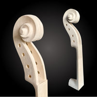 Maple Violin Scroll Head for 4/4, 3/4, 1/2, 1/4, 1/8 Violins - Unfinished Luthier Material