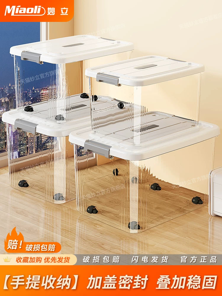 Desktop Transparent Storage Box with Lid for Snacks and Sundries, Dustproof Plastic Organizer Bin