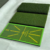 Golf 3-in-1 Hitting Mat Swing Chipping Practice Turf Mat Portable Foldable Grass Mat