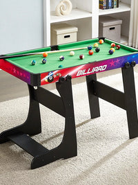 Kids Multi-functional Game Table 2-in-1 Foldable Foosball Billiards or 4-in-1 Air Hockey Table Tennis Solid Wood Activity Center