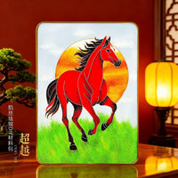 新年景泰蓝掐丝珐琅DIY手工材料包八骏图客厅办公室摆件摆盘装饰