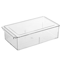 Clear Refrigerator Drawer Organizer with Lid, Stackable Food Storage Container for Kitchen Pantry