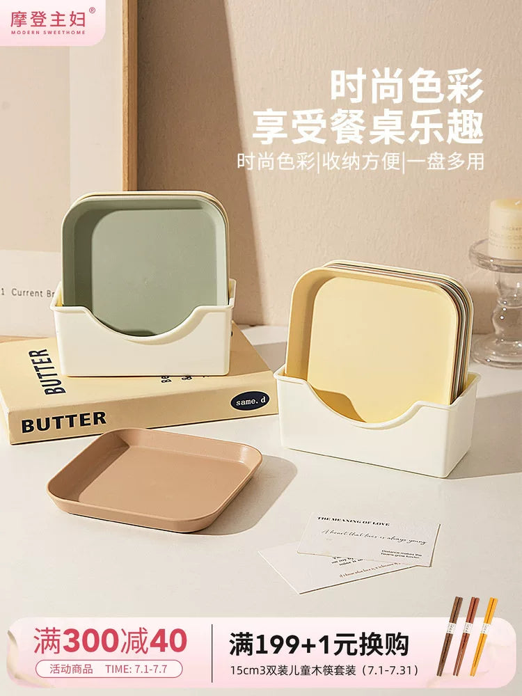 Modern Household Plastic Fruit Plate & Bone Dish Set with Base