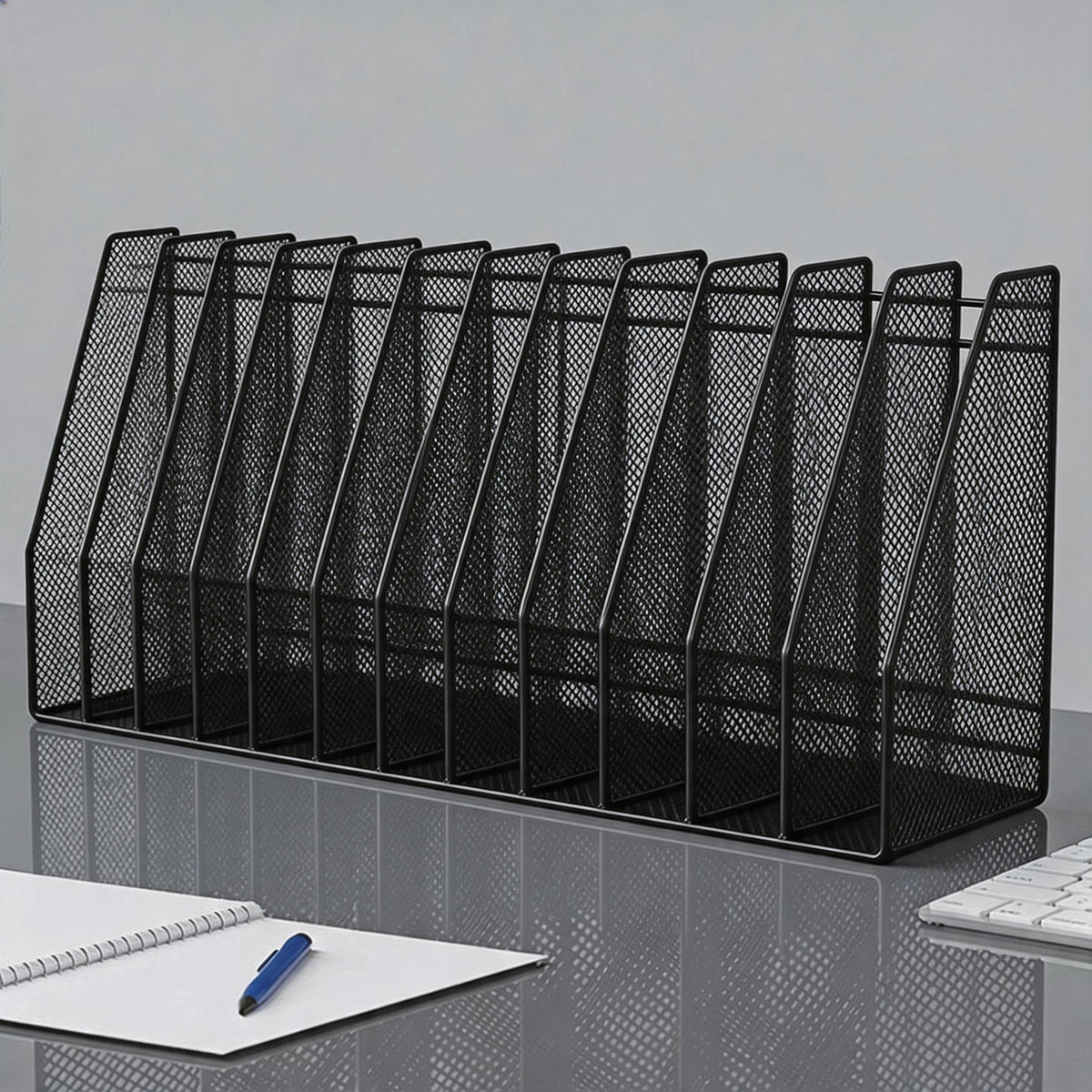 Metal Mesh Desk File Organizer with Multiple Compartments