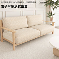 Luxury Linen-Feel Sofa Cushion Cover Non-Slip Half-Wrapped for Wooden Sofas