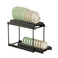 Pull-Out Under-Cabinet Dish Drying Rack with Storage Shelf for Kitchen Sink Organization