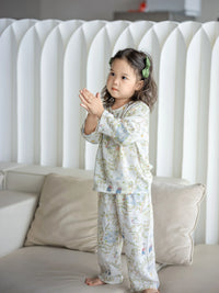 BabyStormi Kids Bamboo Cotton Double Gauze Pajama Set Long Sleeve Sleepwear for Boys and Girls