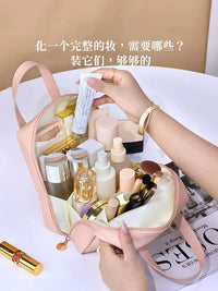 Portable Large Capacity Cosmetic Bag for Women, Travel Toiletry Organizer with Handle