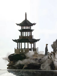 Miniature Ancient Chinese Pavilion Model for Micro Landscape Bonsai Decor