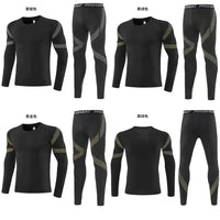 Men's Compression Workout Set for Running, Basketball Training, and Gym - Long Sleeve Shirt & Pants