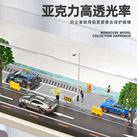 1:64 Scale Miniature Parking Garage Display Case with Road Scene for Diecast Cars