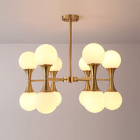 Nordic Molecular Chandelier Frosted Glass Shades Copper Frame Living Room Dining Room Bedroom Lighting
