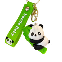 Cartoon Panda Keychain with Bamboo, Couple's Coin Purse Pendant, Festival Gift