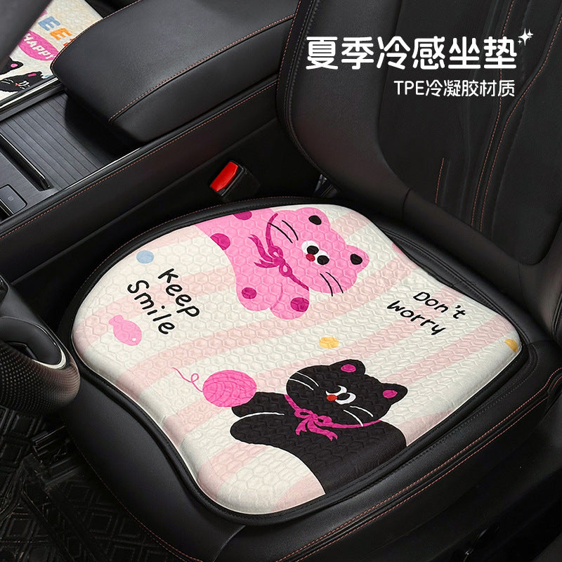 Blue Rain Creative Gel Car Seat Cushion Cute Cat Vehicle Cooling Pad Summer Breathable Car Seat Mat