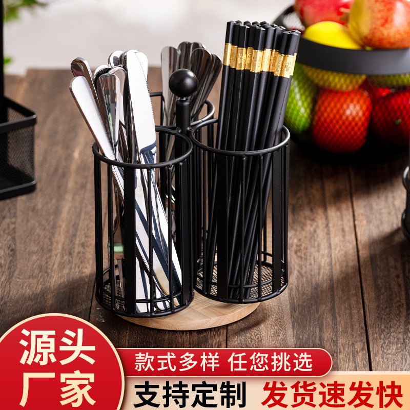 Multi-functional Kitchen Utensil Holder with Rotating Drainer for Knives, Chopsticks, and Cutlery