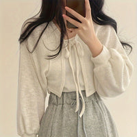 Women's Thin Lantern Sleeve Cardigan Shawl for Summer Sun Protection with Tie-Front