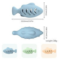 Catnip Fish Chew Toy for Cats, Silicone Self-Play Teaser with Mint Ball