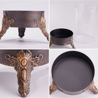 European Style Scented Candle Holder with Glass Tray for Christmas Dinner Decoration