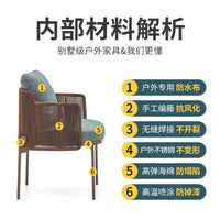 Outdoor Wicker Rattan Dining Set with Solid Wood Table for Patio Garden Villa