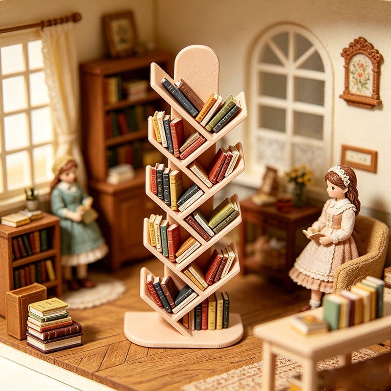 Dollhouse Miniature Bookshelf Model Storage Rack for Play House Scene Decor