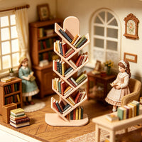 Dollhouse Miniature Bookshelf Model Storage Rack for Play House Scene Decor