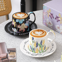 Tulip Coffee Mug and Saucer Set, French Afternoon Tea Cup Gift Box