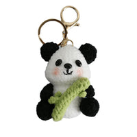 Handmade Crocheted Panda Plush Keychain, Cute Knitted Animal Bag Charm