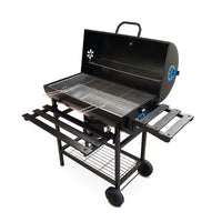 Outdoor Charcoal BBQ Grill for Villa Courtyard, Large Capacity for 5-10 People, with Lid and Anti-scalding Handle, Integrated Roasting