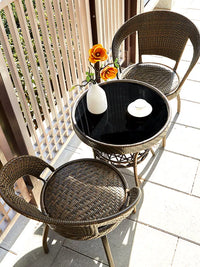 Rattan Chair Three-Piece Set Balcony Small Table and Chairs Simple Outdoor Courtyard Leisure Tea Table Waterproof